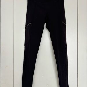 Athleta Dark Gray Leggings with Zipper Smooth Fit and Full Length